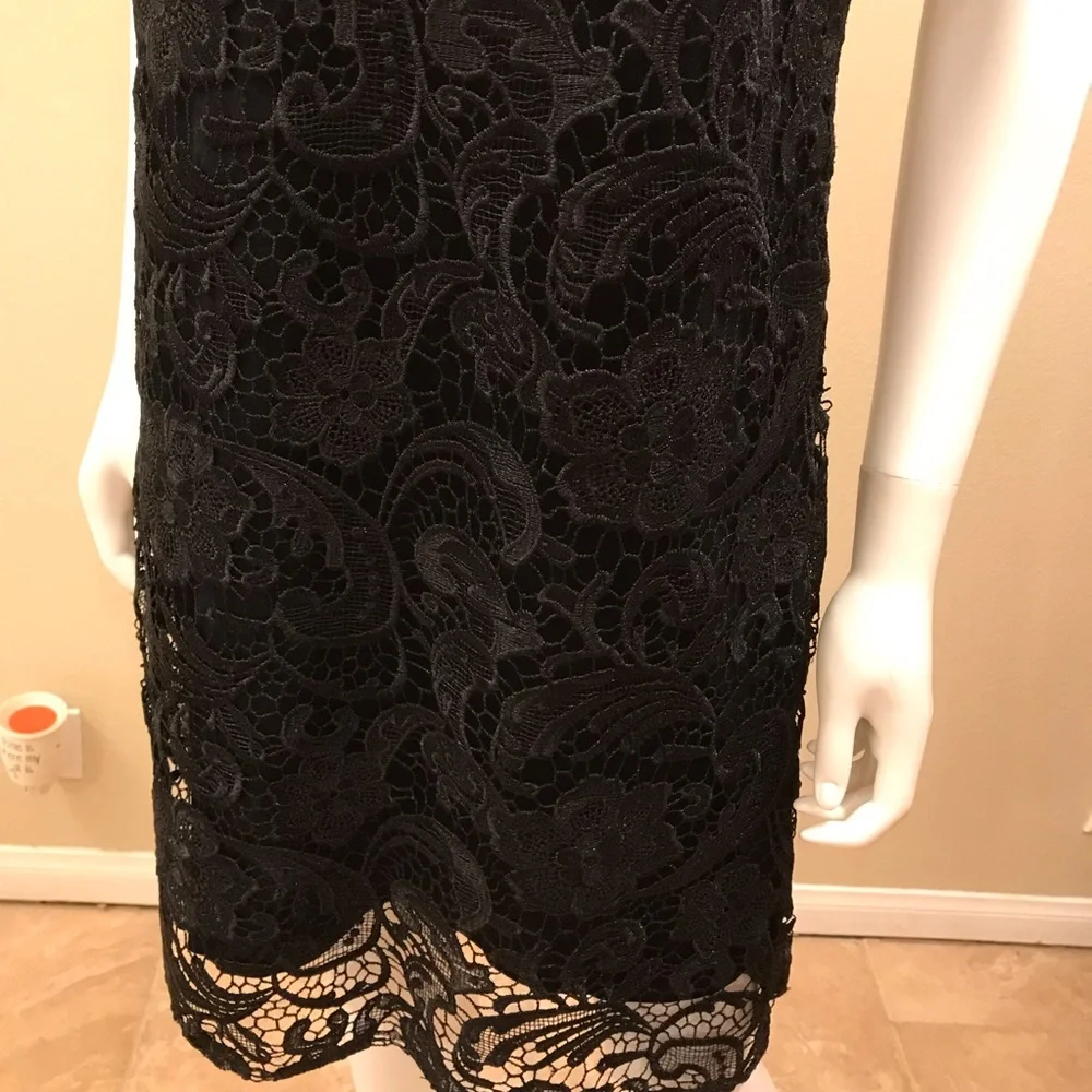 INC International Concepts Black Lace Dress Size 8 Sleeveless Formal Elegant - Picture 11 of 14